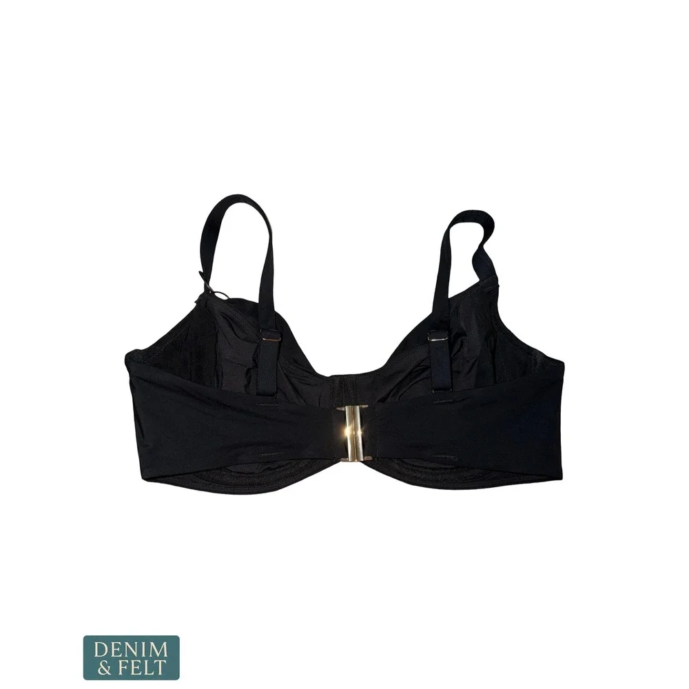 NEW Popilush Shapewear Ruched Underwire Bikini Top Black Large Swimwear